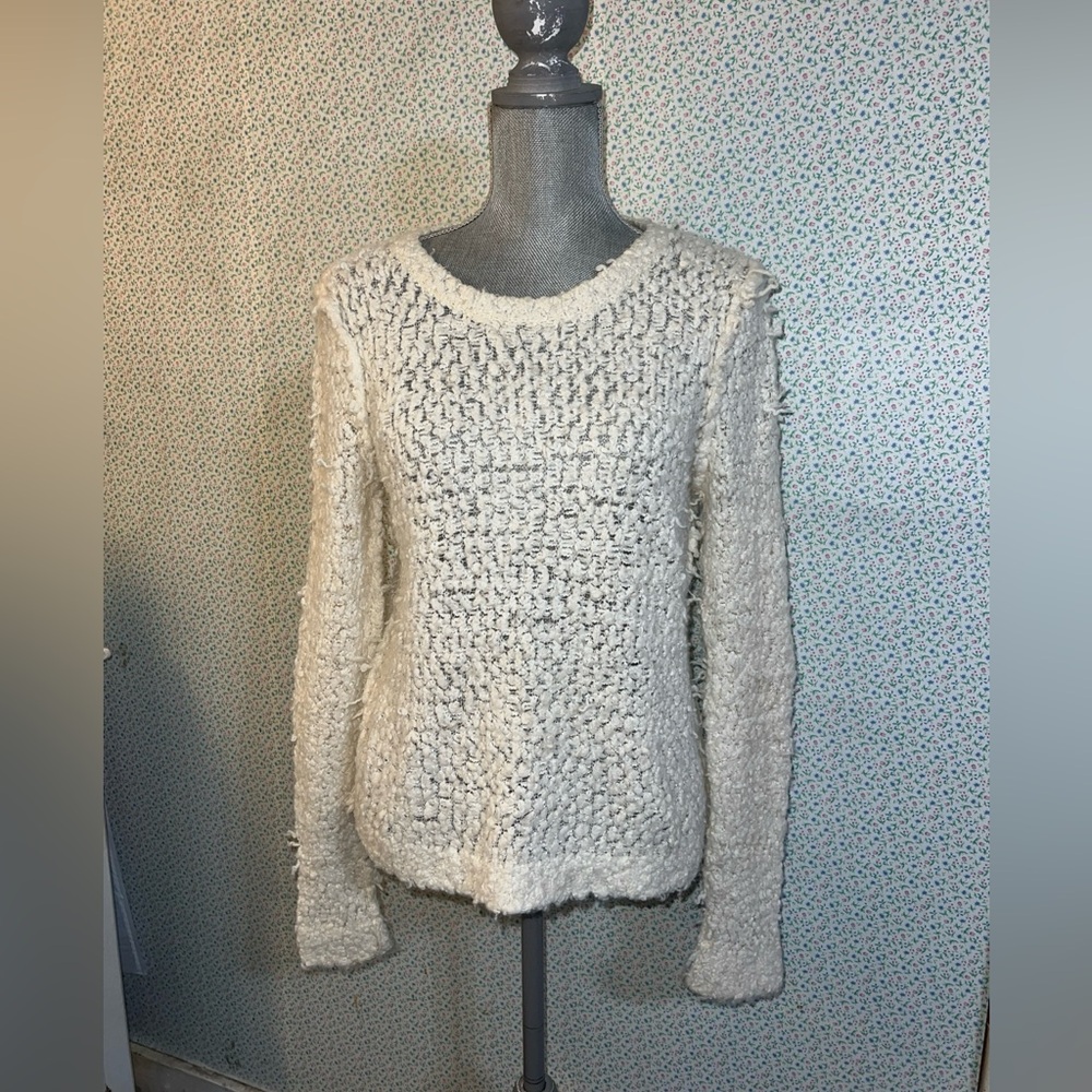 Free People Women's September Song Pullover Sweater Ivory (White)  M FUZZY